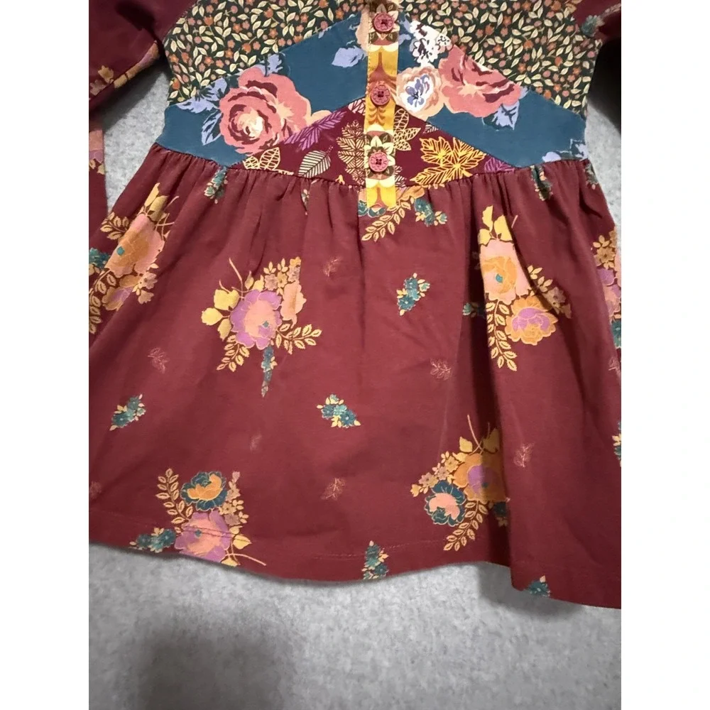 Matilda Jane Dress Girls 6 Red Floral Long‎ Sleeve Knit Knee Length Boho